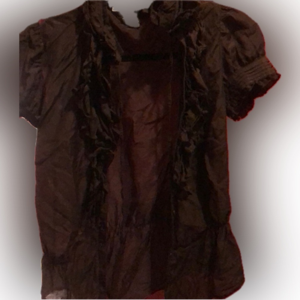 Sheer Zara Blouse – Black Sheen, Airy Elegance – Size M